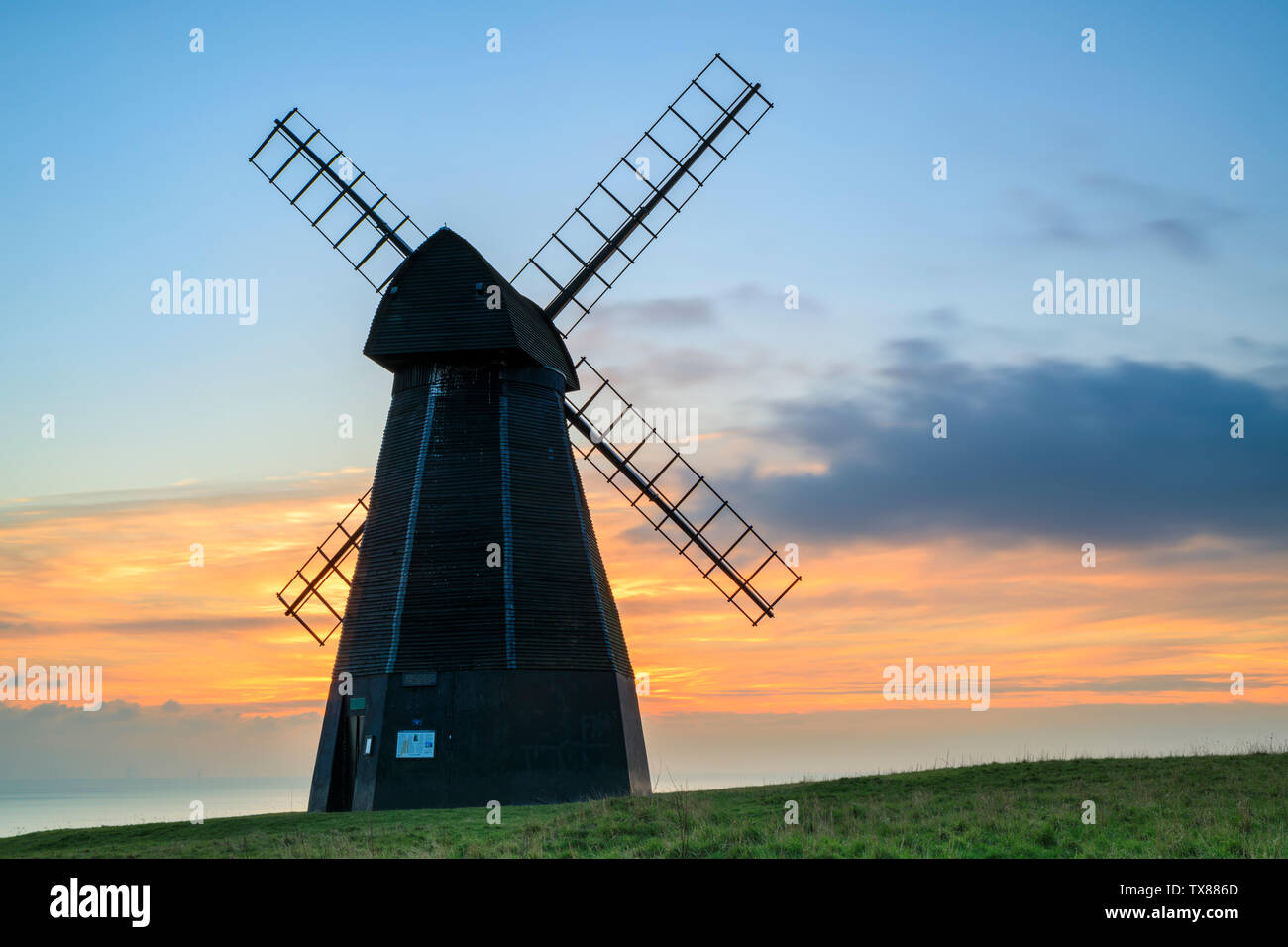 Rottingdean Windmill captured at sunset Stock Photo