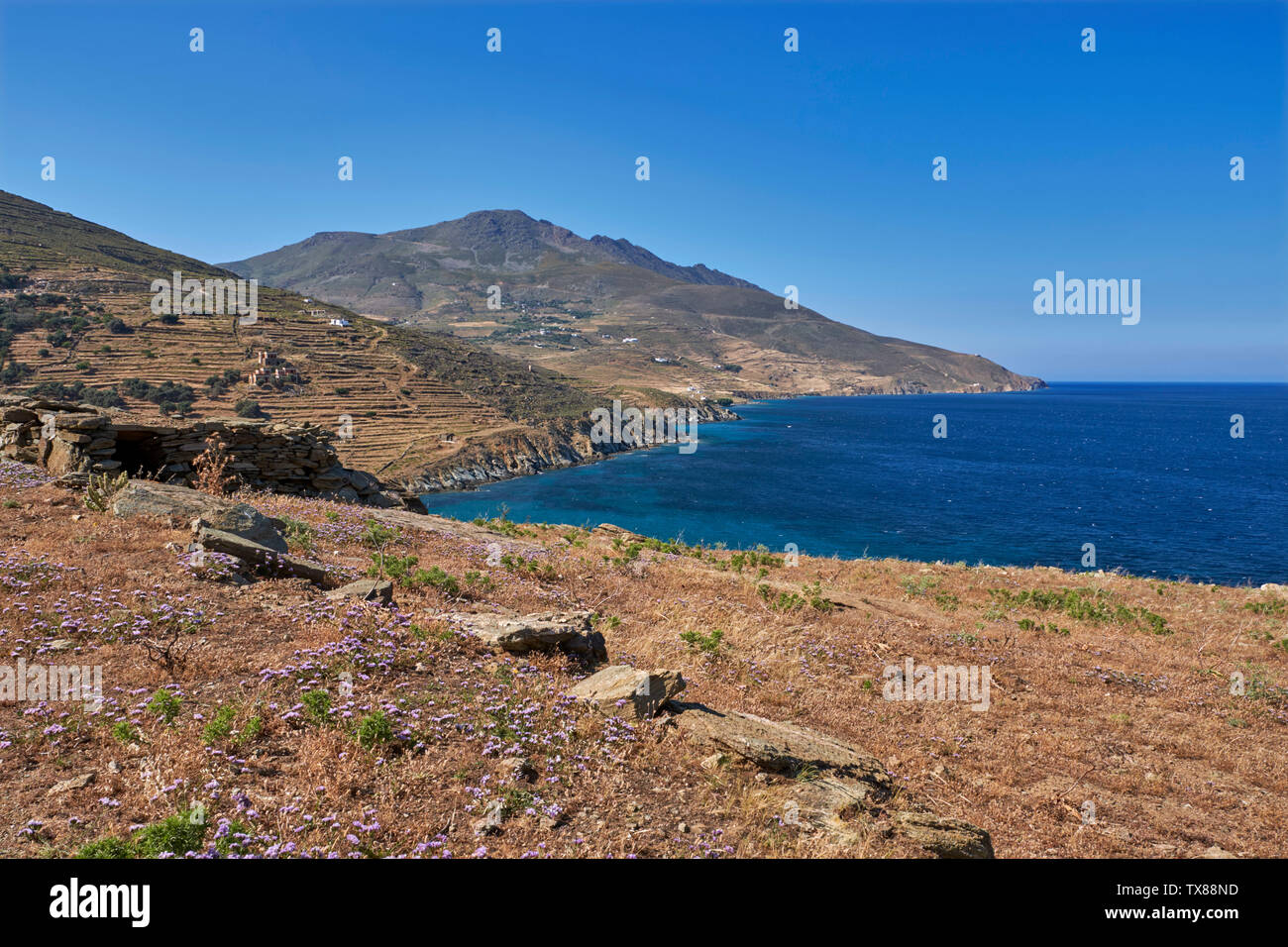 Coast near Fero Chorio, north of Agios Ioannis Porto. Tinos, Greece Stock  Photo - Alamy