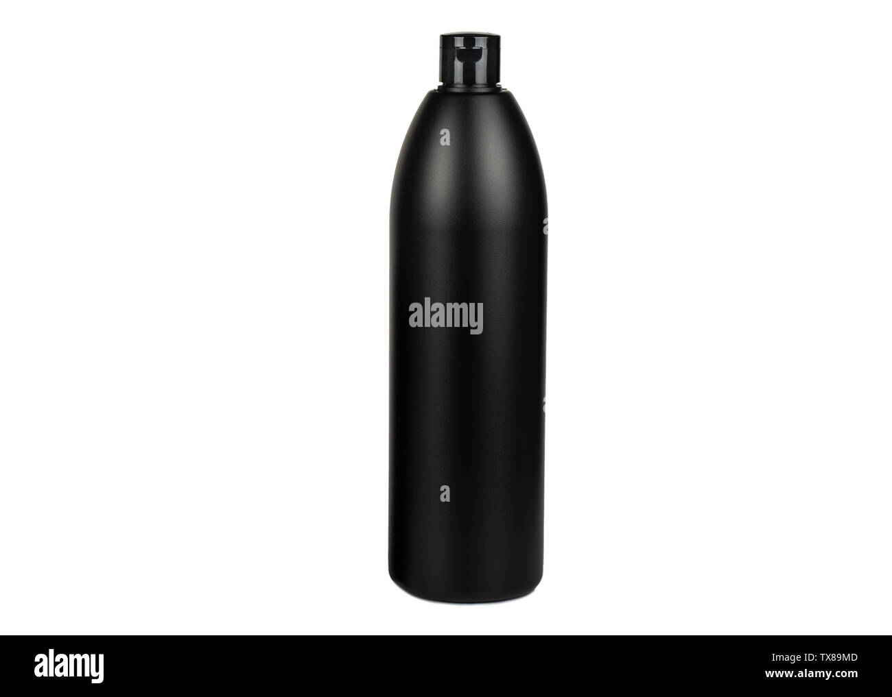 Black plastic bottle isolated on white background Stock Photo - Alamy