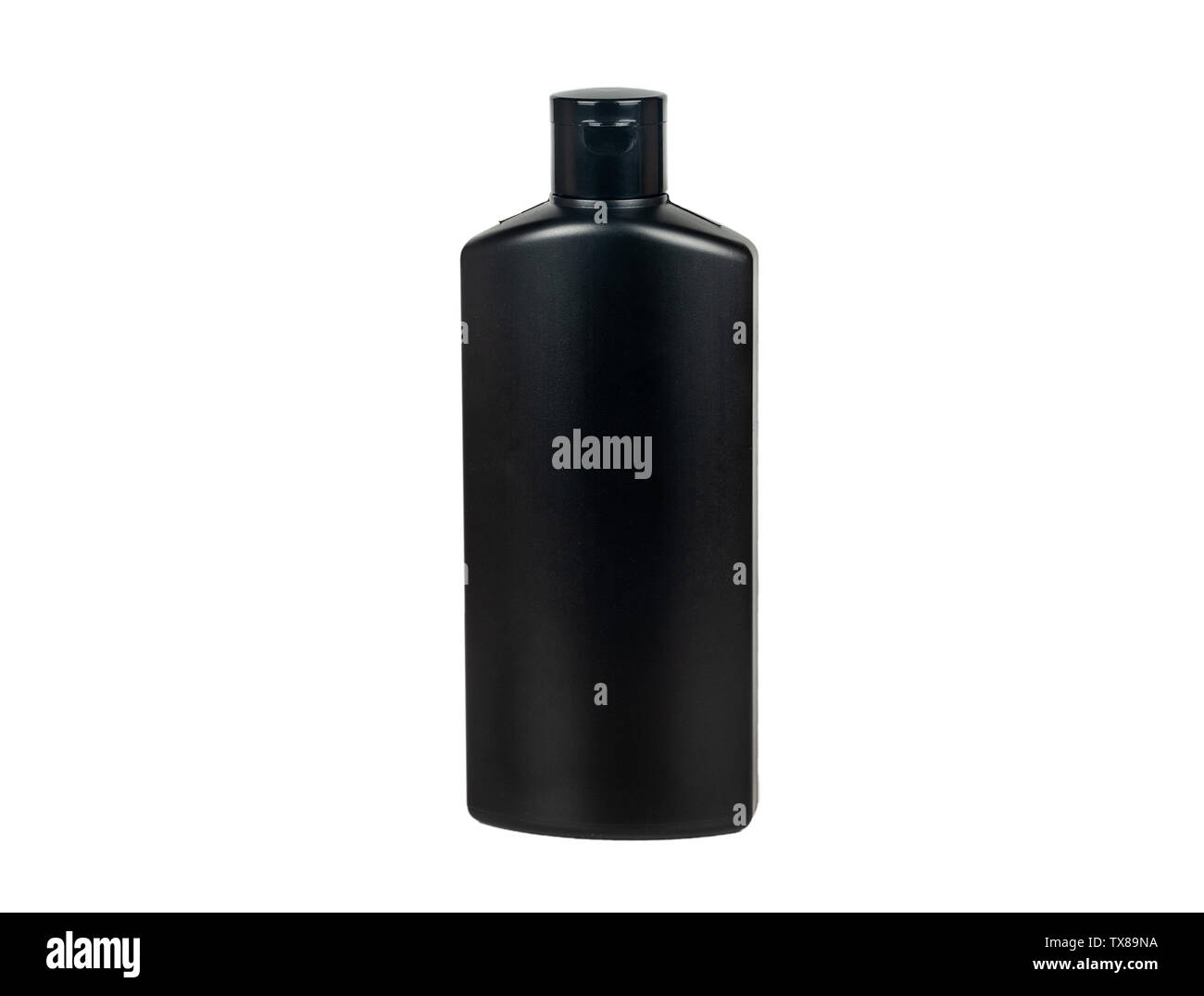 Black plastic bottle isolated on white background Stock Photo - Alamy