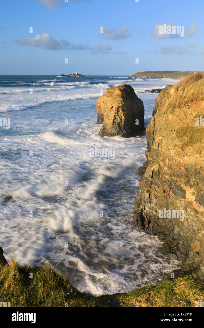 A sea stack captured from the Towans near Hayle in Cornwall, with