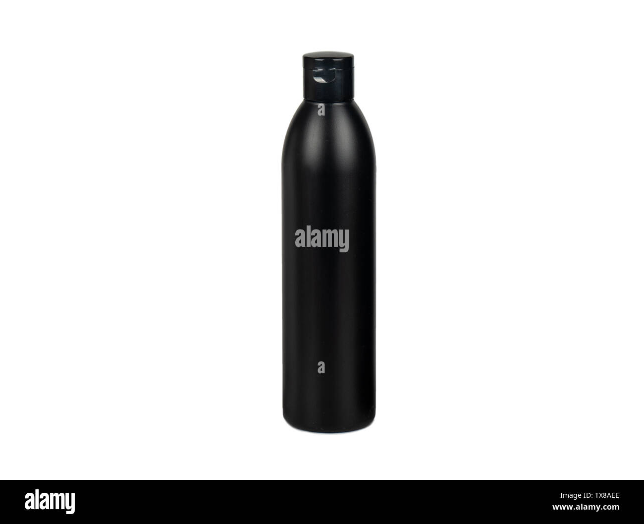 Black plastic bottle isolated on white background Stock Photo - Alamy