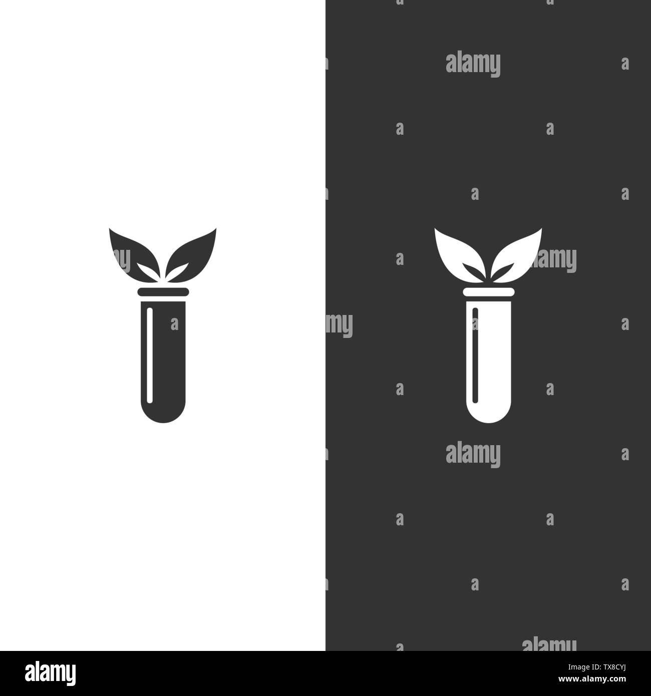 Lab plant icon on black and white background. Pharmacy vector ...
