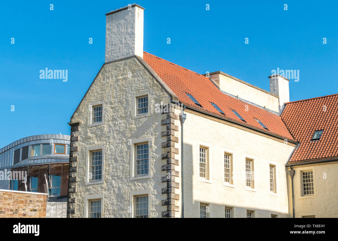 Close view of part of the exterior of Queensberry House - 17th century Grade A listed building, on Canongate, the Royal Mile, Edinburgh, Scotland, UK. Stock Photo