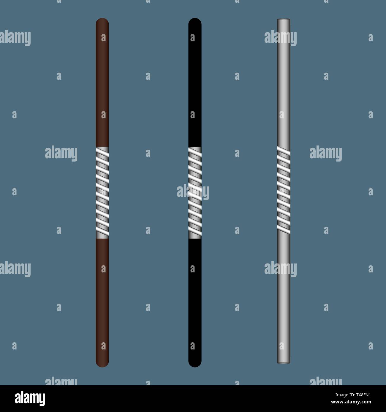 Stick Ninja Weapon isolated on gray background. Traditional Japanese