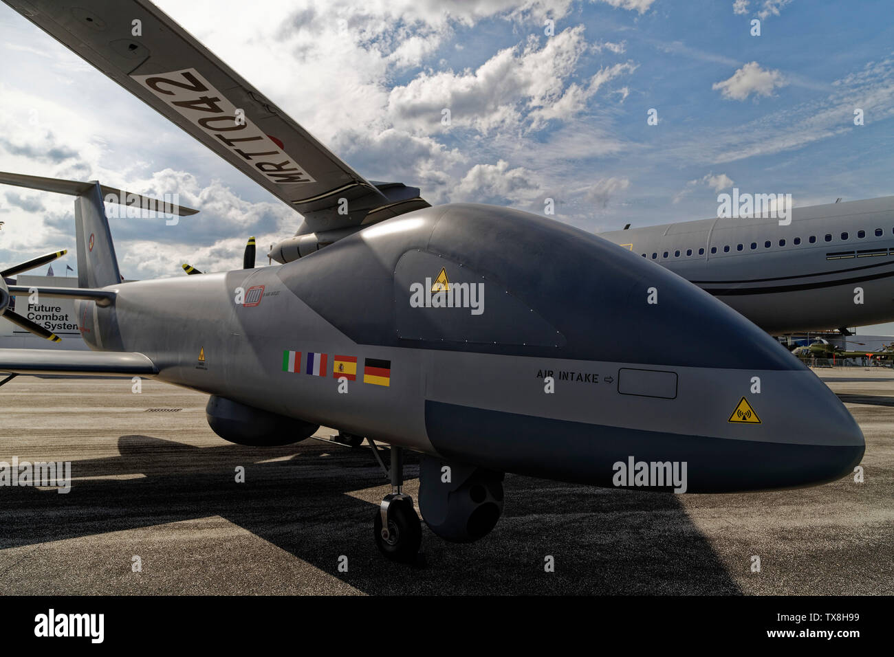 Paris-Le Bourget, France. 23rd June, 2019. Display of the European Male  RPAS combat drone at the last day of 53rd International Paris Air Show,  France Stock Photo - Alamy