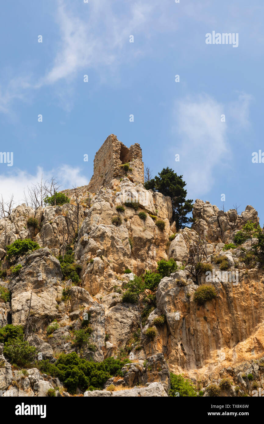St Hilarion Castle on the Kyrenia range, Turkish Republic of Northern Cyprus. Stock Photo
