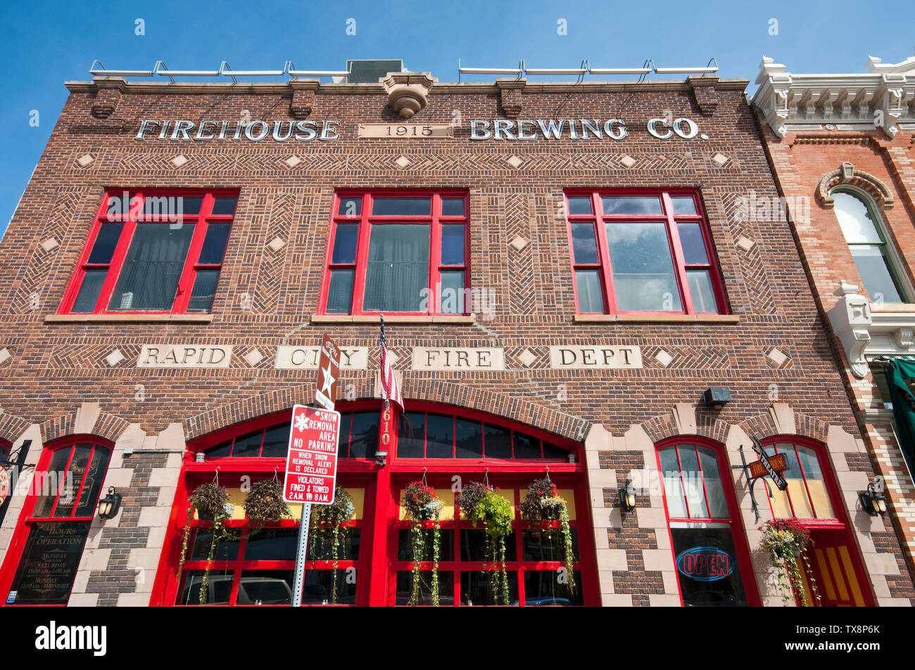 Firehouse Brewing Company bar and restaurant (in the historical site of Fire Dept) in Rapid City, County Pennington, South Dakota, USA Stock Photo