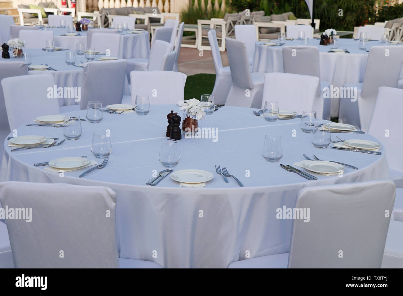 simple dining table set up for function or events Stock Photo - Alamy