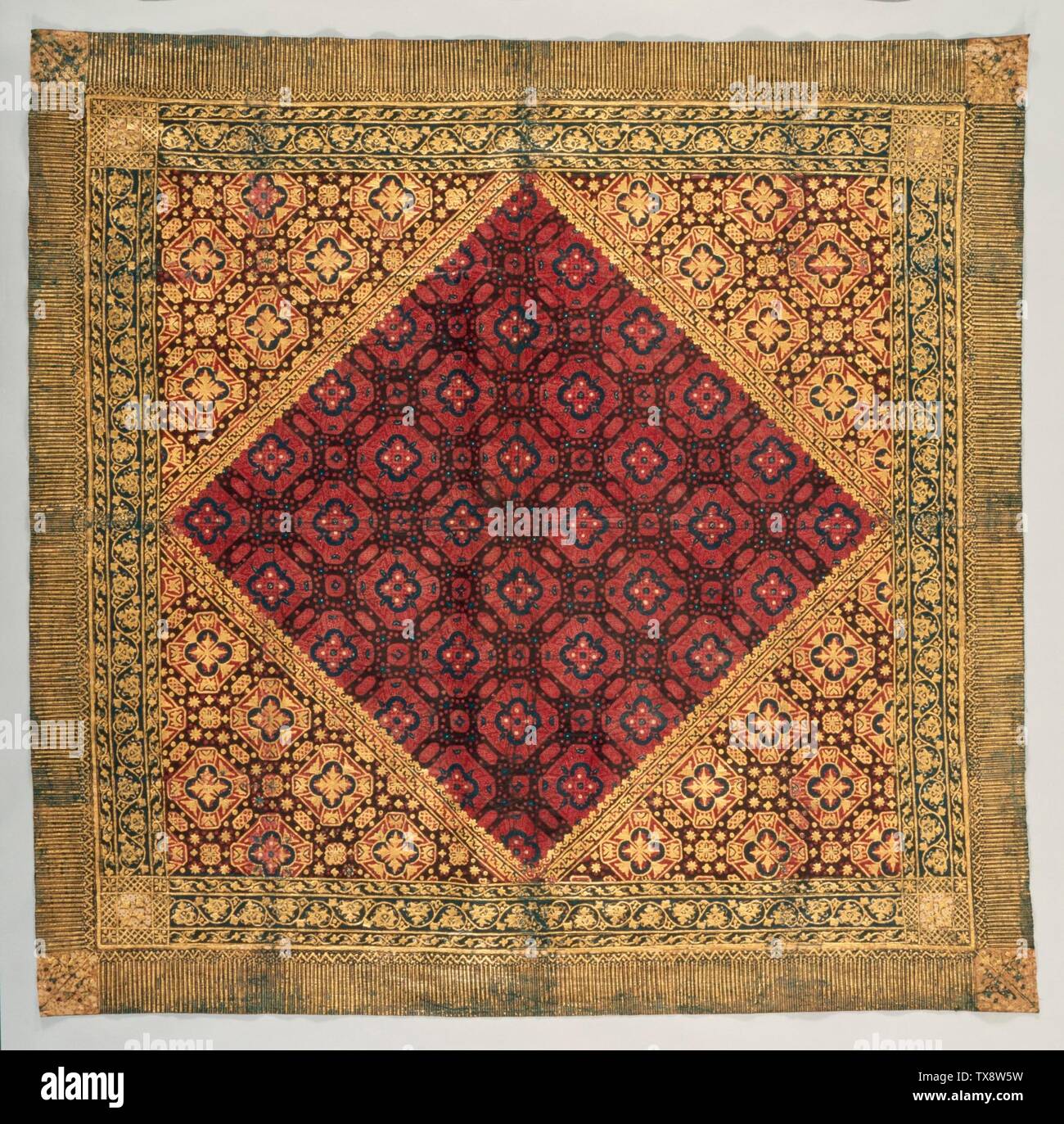 Man's Ceremonial Head Cloth (Iket Kepala Prada Setangan, Destar) (image 2  of 2); Indonesia, Java, Lasem, circa 1880 Costumes Stamped wax resist (batik)  on machine-woven cotton, natural and synthetic dyes and applied