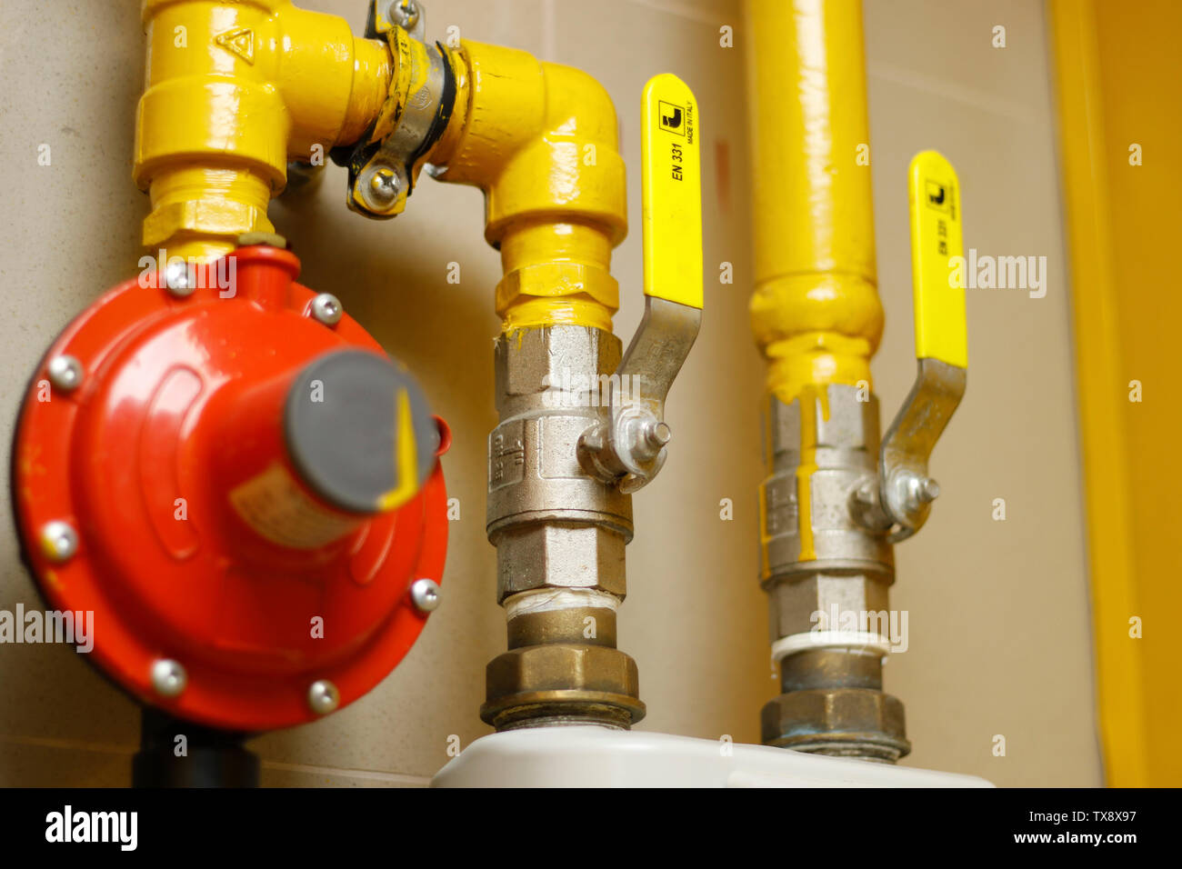 liquid petroleum gas( LPG ) pipe line and safety valve Stock Photo - Alamy