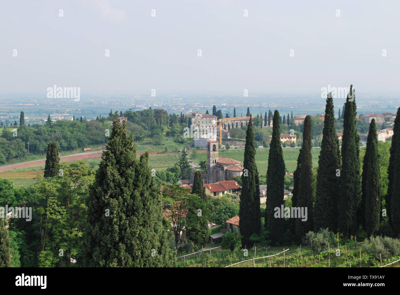 Countryside surrounding the ossuary of Custoza at Sommacampagna, Verona, Veneto, Italy. Stock Photo