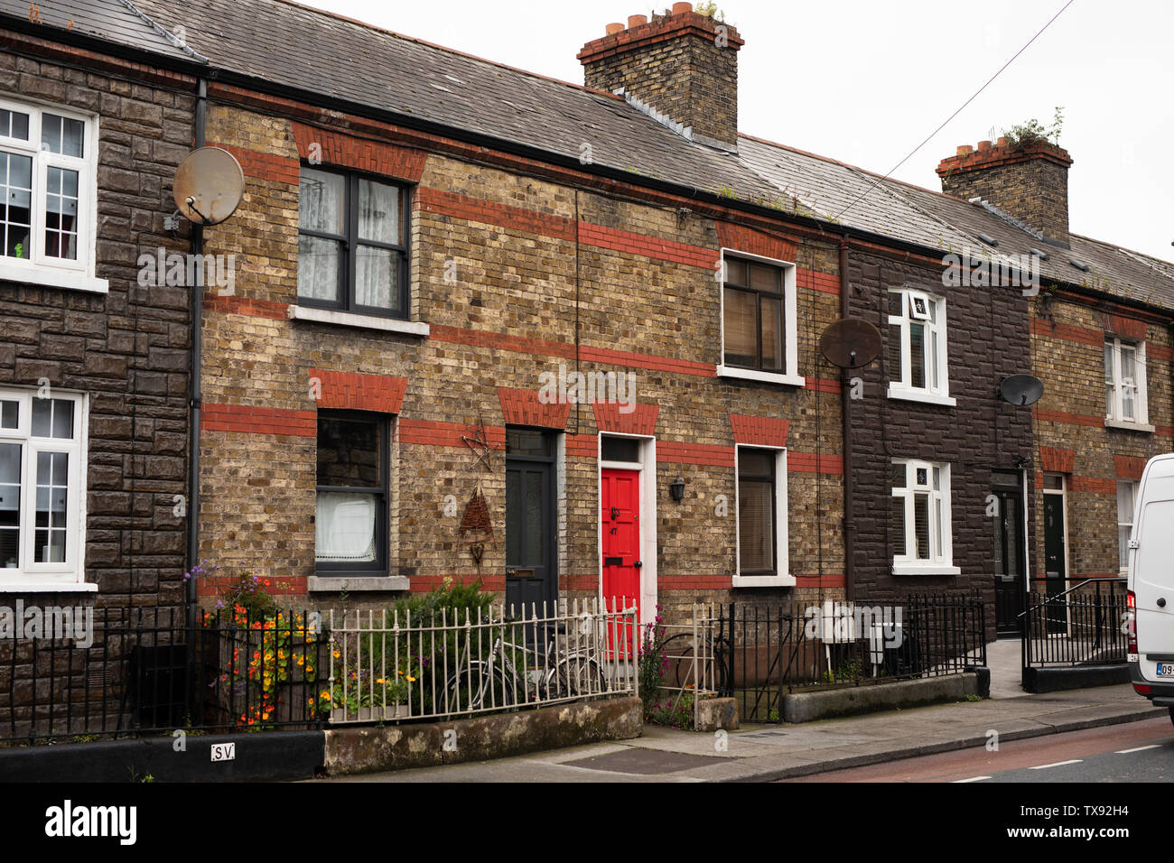 Victorian row houses on Beresford Street in Dublin, Ireland. Stock Photo