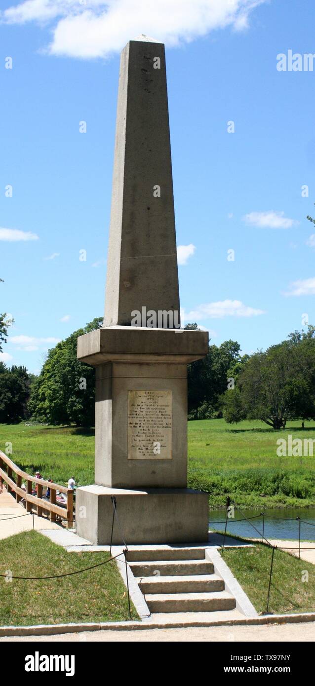 Memorial obelisk at the Old North Bridge, Concord, Massachusetts.; 12 July 2007; Own work; Dave Pape; Stock Photo