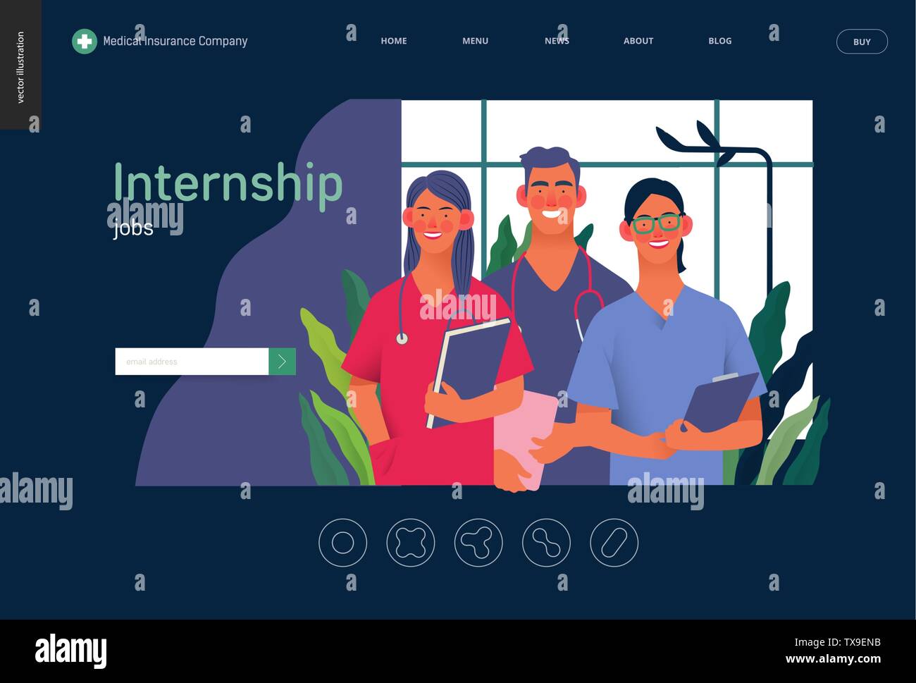 Medical insurance medical internship jobs modern flat vector concept