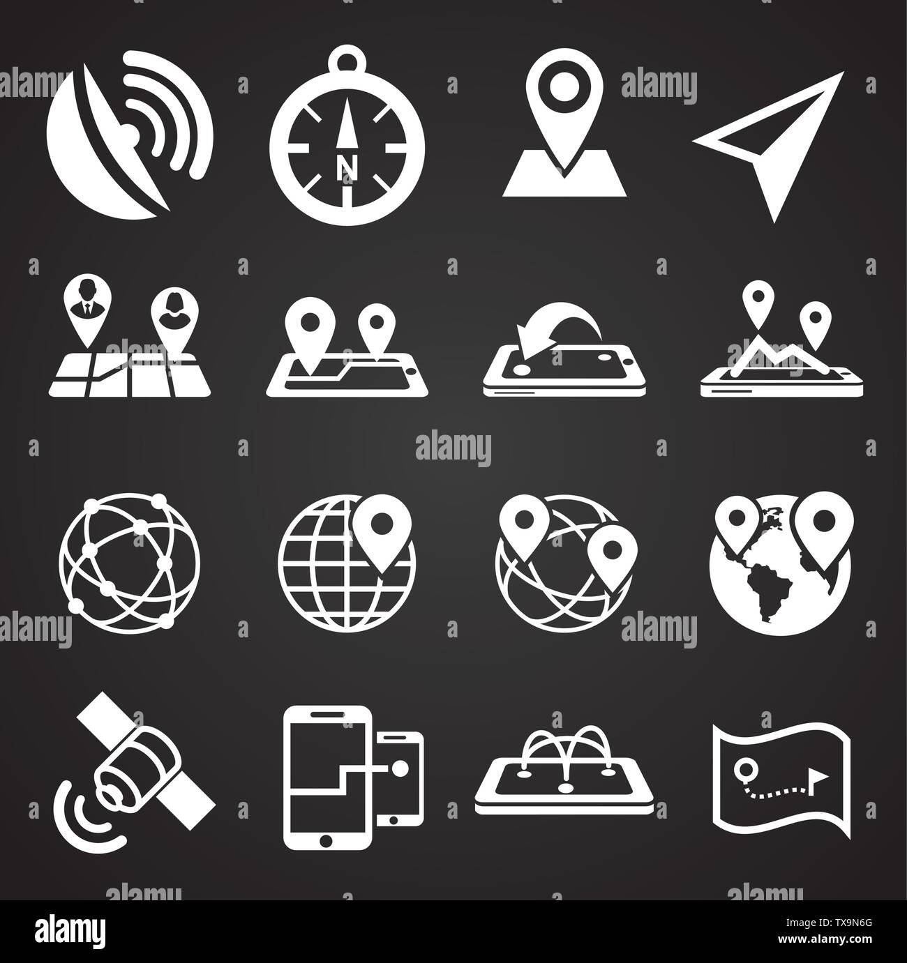Geolocation related icons set on background for graphic and web design ...