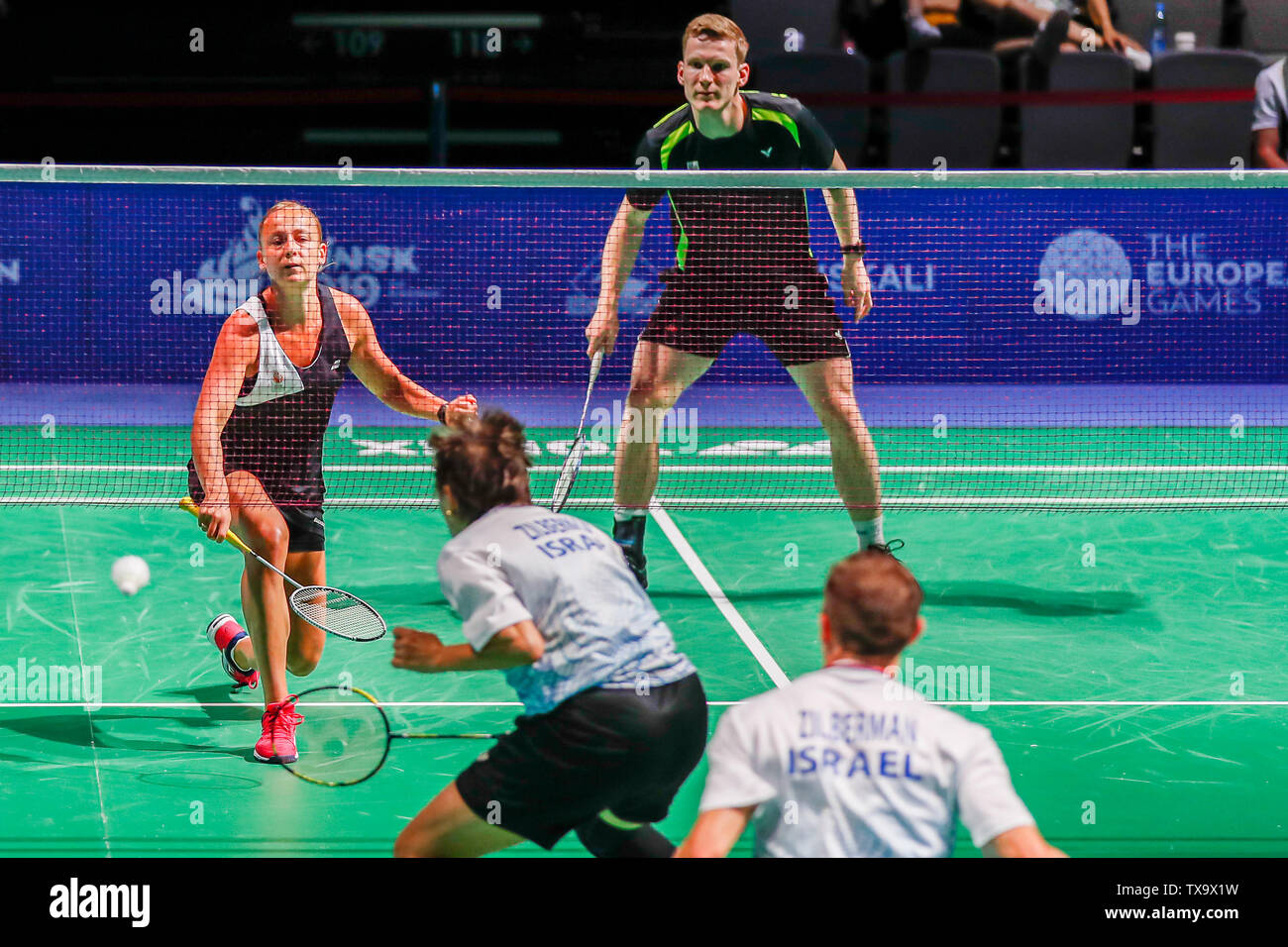 24 june 2019 Minsk, Belarus European Games 2019 Badminton: Selena Piek and  Robin Tabeling of Netherlands vs Misha Silberman and Svetlana Silberman of  Israel Stock Photo - Alamy