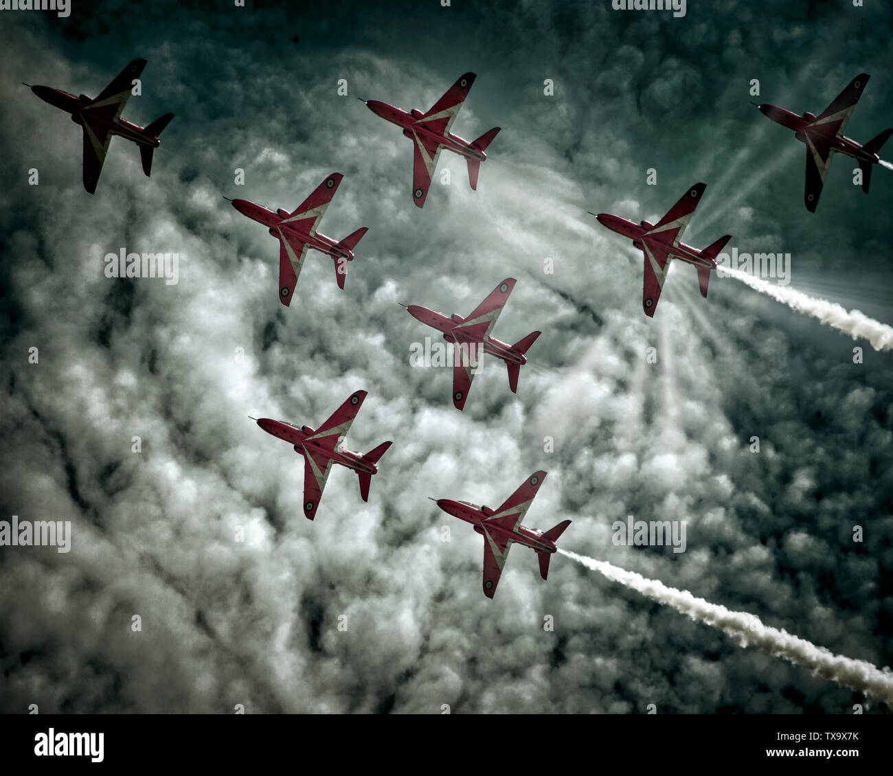 GB - DEVON: RAF Red Arrows Display Team at Torbay Airshow (01 June 2019) Stock Photo