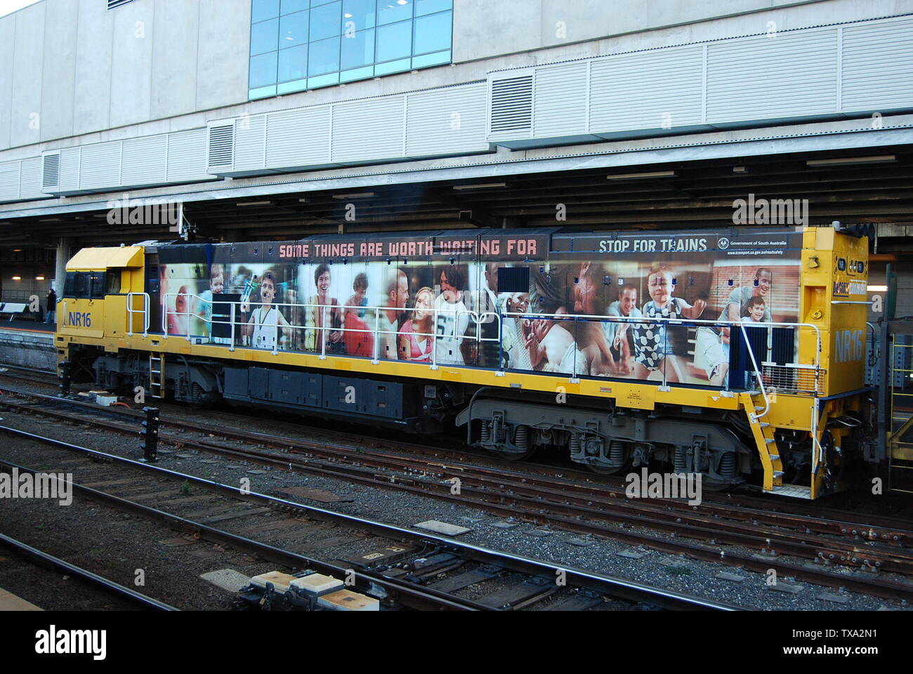 NR16 in a special livery promoting level crossing safety.; 8 August 2009; Created work; Alex1991; Stock Photo