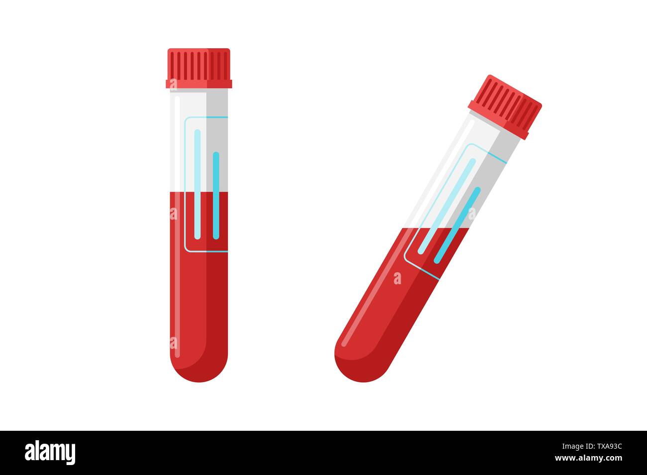 Blood test vertical and inclined tube set. Medical analysis vector