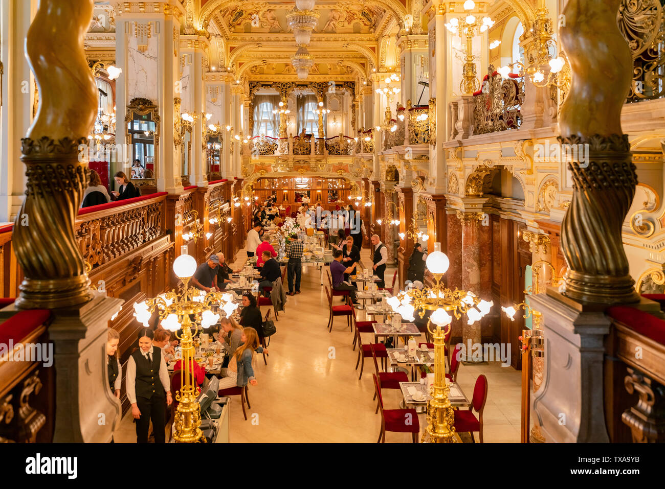 Budapest, NOV 9: Interior view of the famous New York Palace Café on NOV 9, 2018 at Budapest, Hungary Stock Photo