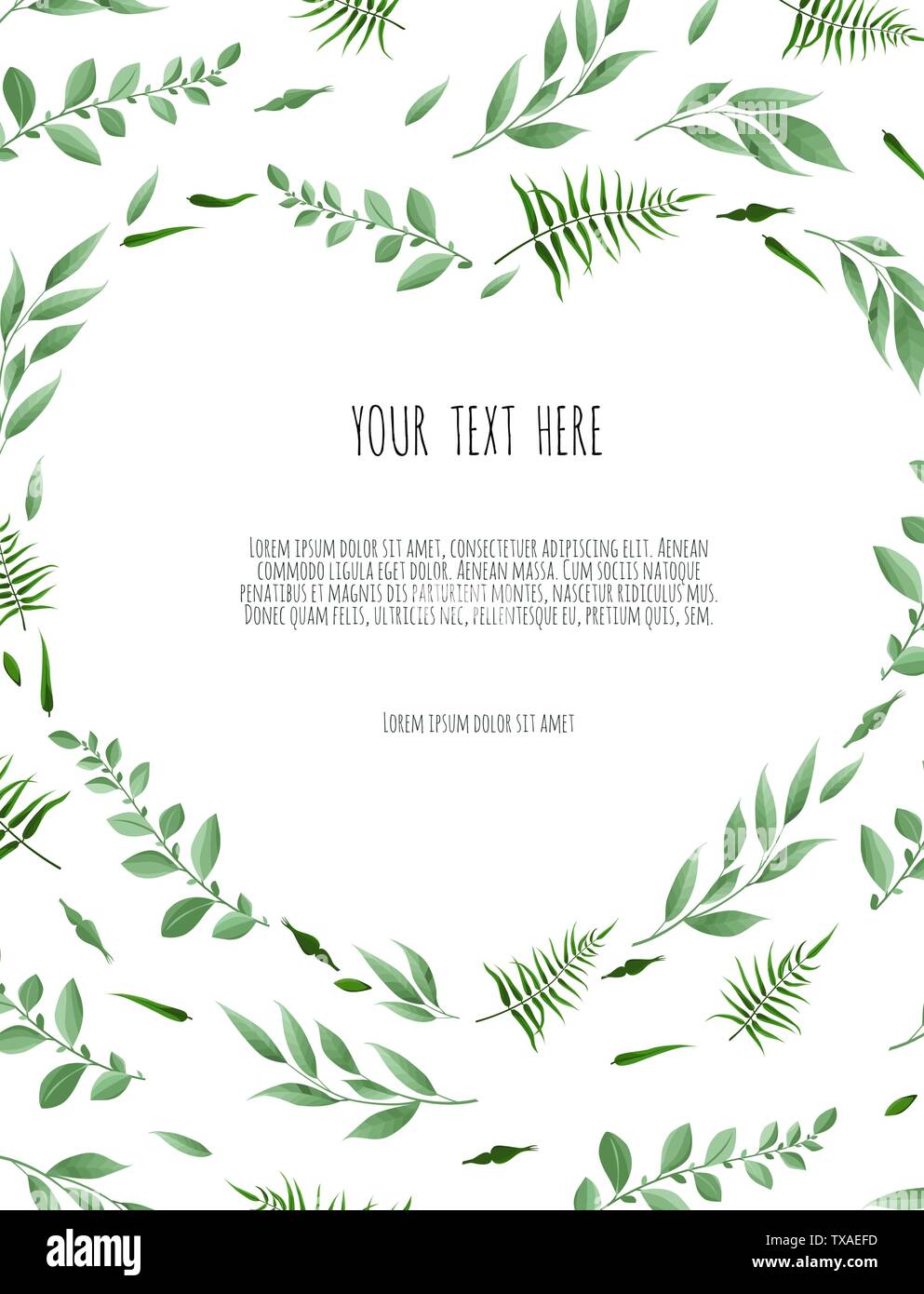 Floral vector frame with branches leaves foliage Stock Vector Image ...