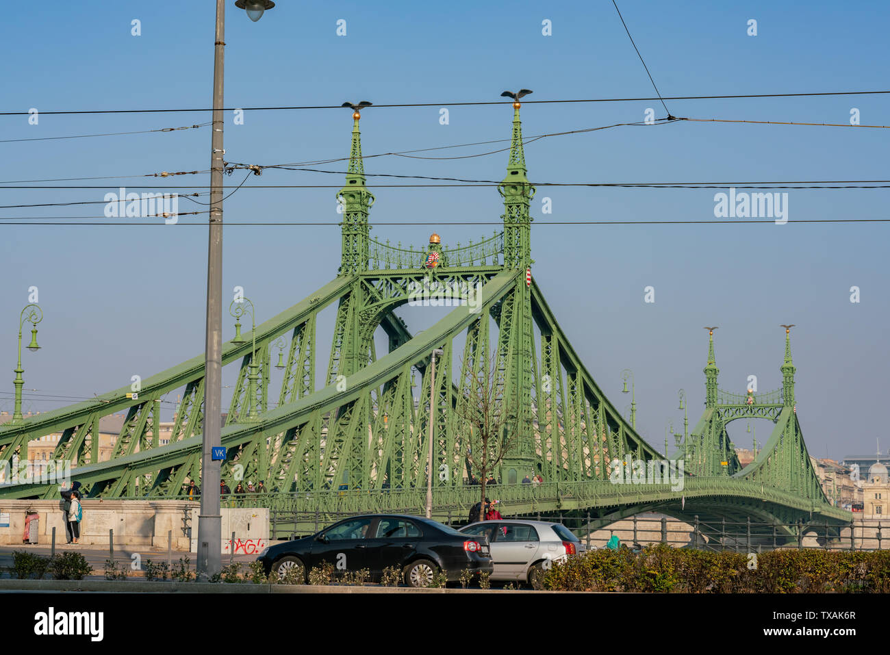 Budapest, NOV 11: Morning view of the Liberty Bridge bridge on NOV 11, 2018 at Budapest, Hungary Stock Photo