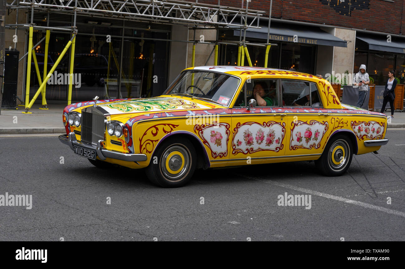 1960's Rolls-Royce Silver Shadow motor car elaborated painted seen in Liverpool, England, UK Stock Photo
