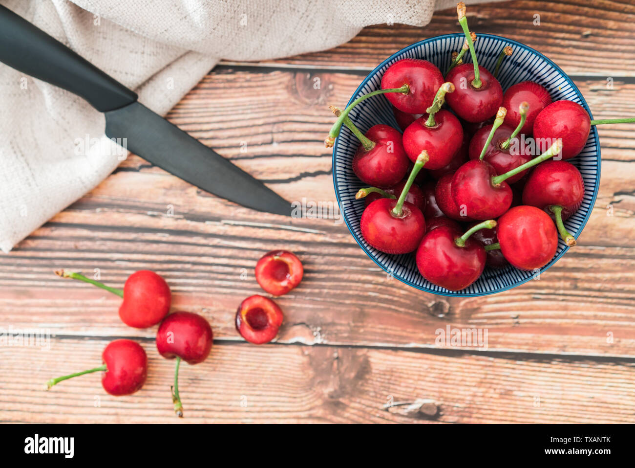 A bowl of delicious cherries. Stock Photo