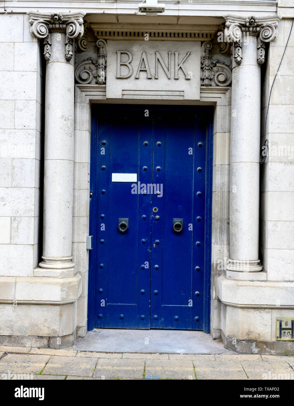Old ornate entrance to a bank, Alderley Edge, Cheshire, England, UK Stock Photo