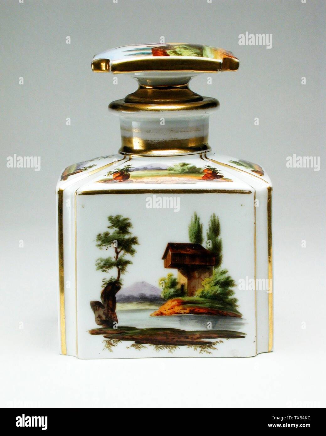 Pair of Perfume Bottles (image 6 of 6);  France, 18th century Furnishings; Accessories Porcelain, gilding Gift of Catherine C. Hearst (M.80.205.19-.20) Decorative Arts and Design; 18th century date QS:P571,+1750-00-00T00:00:00Z/7; Stock Photo