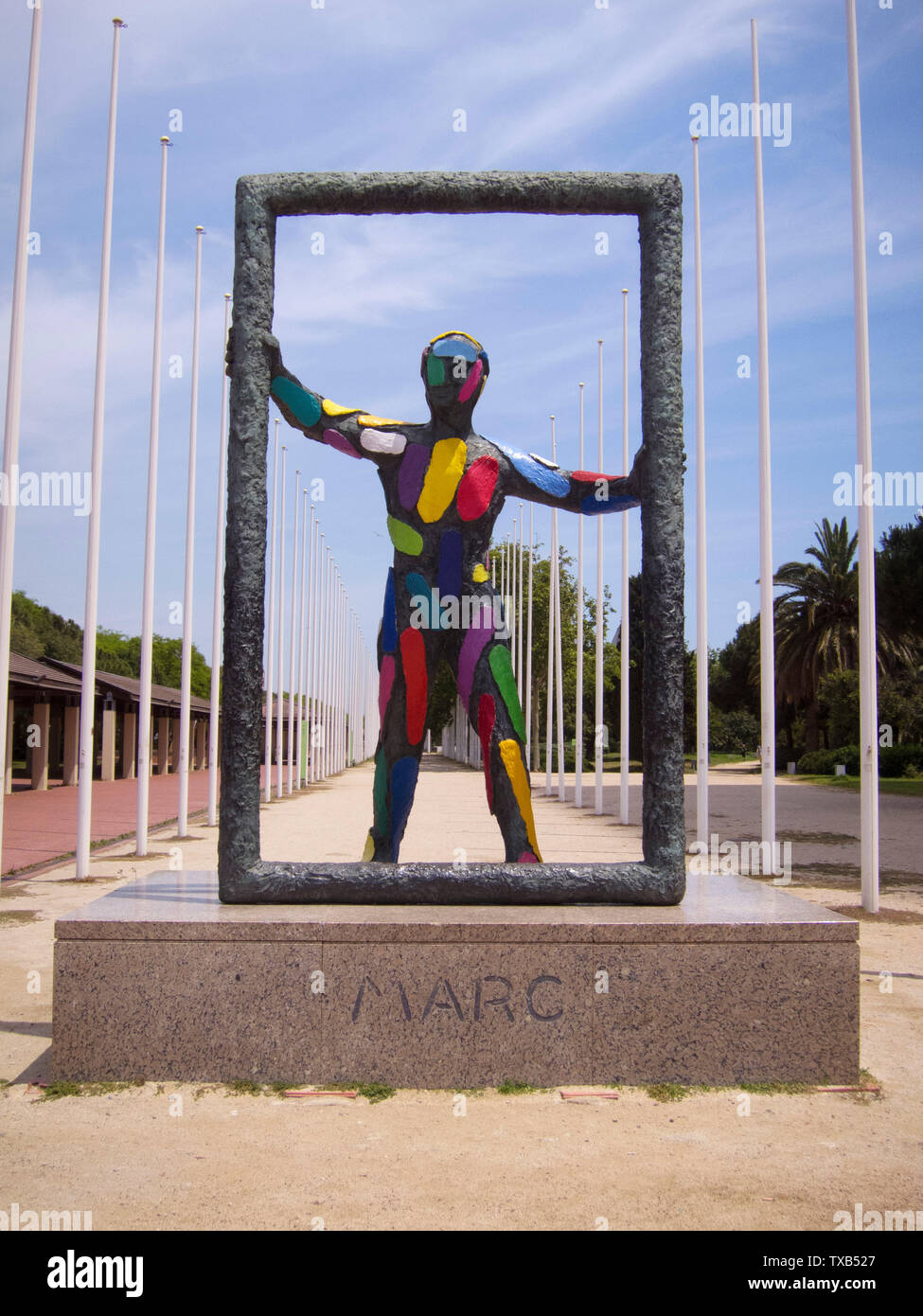 Marc sculpture, in the former Olympic village.  Barcelona, Spain. Stock Photo