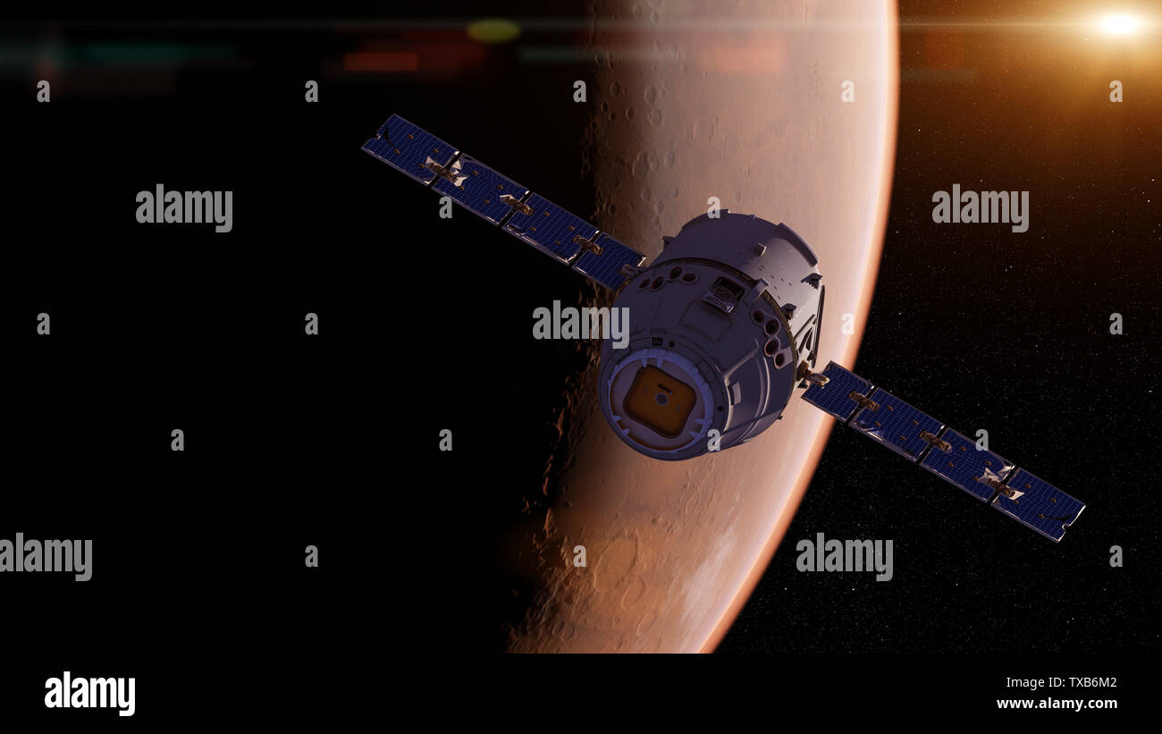 3d rendered illustration of a satelite infront of mars Stock Photo - Alamy