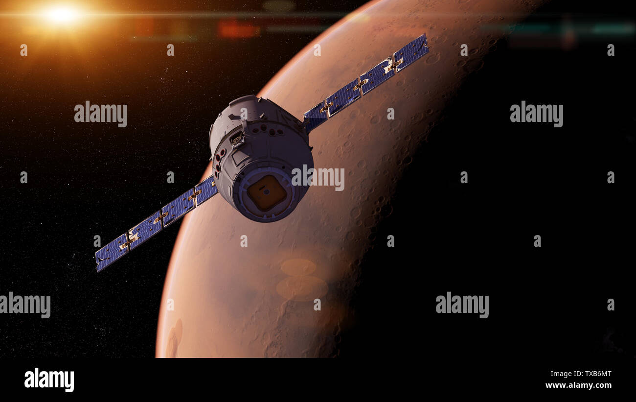 3d rendered illustration of a satelite infront of mars Stock Photo - Alamy