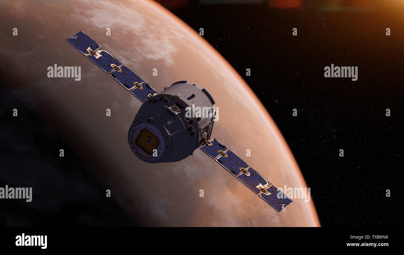 3d rendered illustration of a satelite infront of mars Stock Photo - Alamy