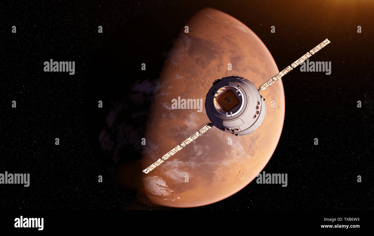 3d rendered illustration of a satelite infront of mars Stock Photo - Alamy