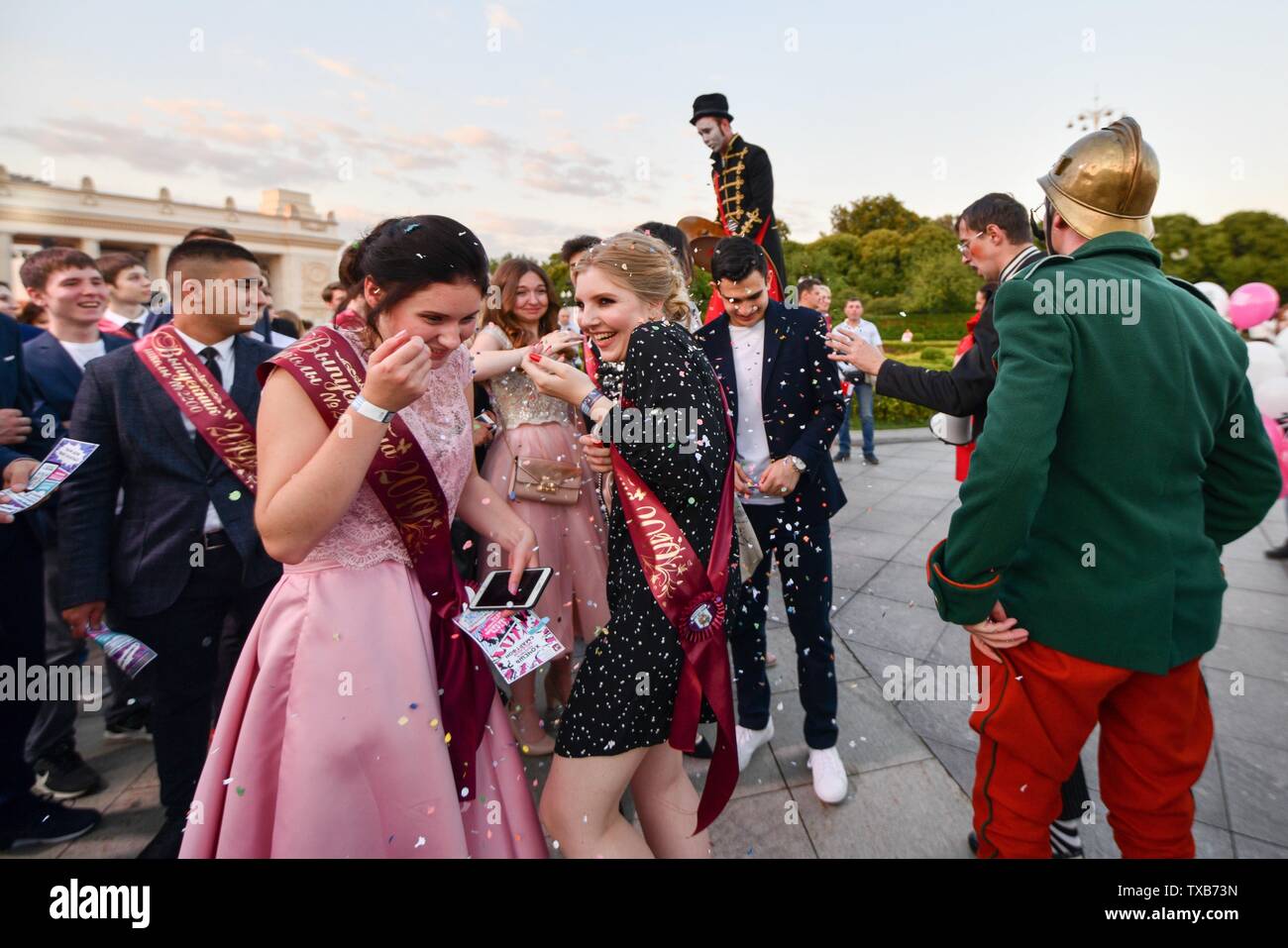 June 20, 2019. Russia, Moscow. 2019 School graduation ball in