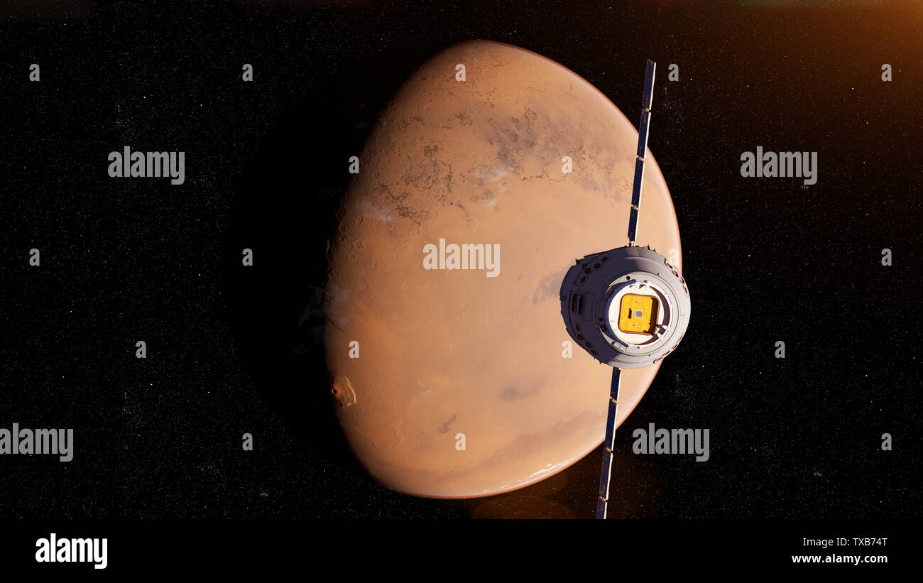 3d rendered illustration of a satelite infront of mars Stock Photo - Alamy