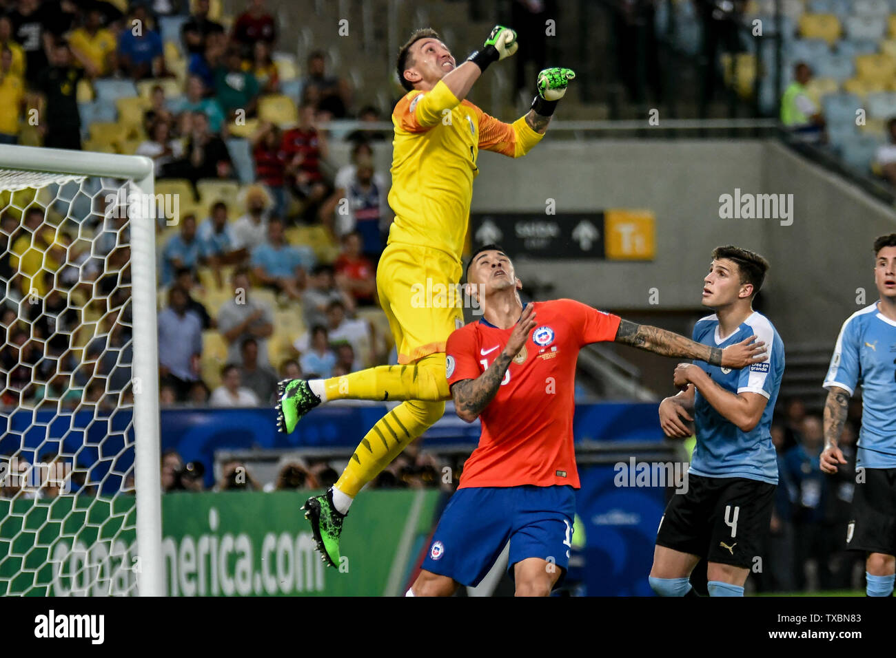 Rio De Janeiro, Brazil. 24th June, 2019. Goalkeeper Muslera during a match  between Chile and Uruguay, valid for the group stage of the Copa America  2019, held this Monday (24) at the