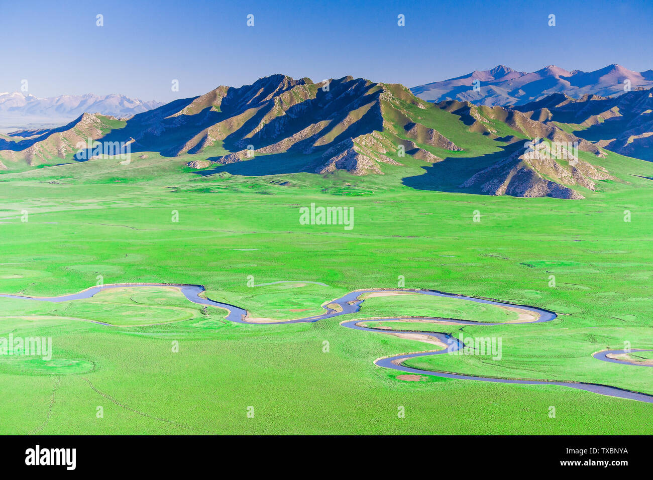 Grassland Rivers Under Blue Sky Stock Photos Grassland Rivers