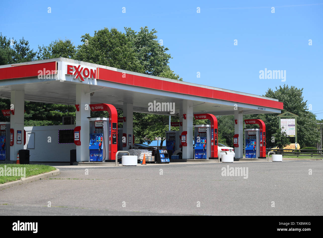 Princeton New Jersey - June 23, 2019:  Exxon gas station in Princeton, NJ, USA Stock Photo