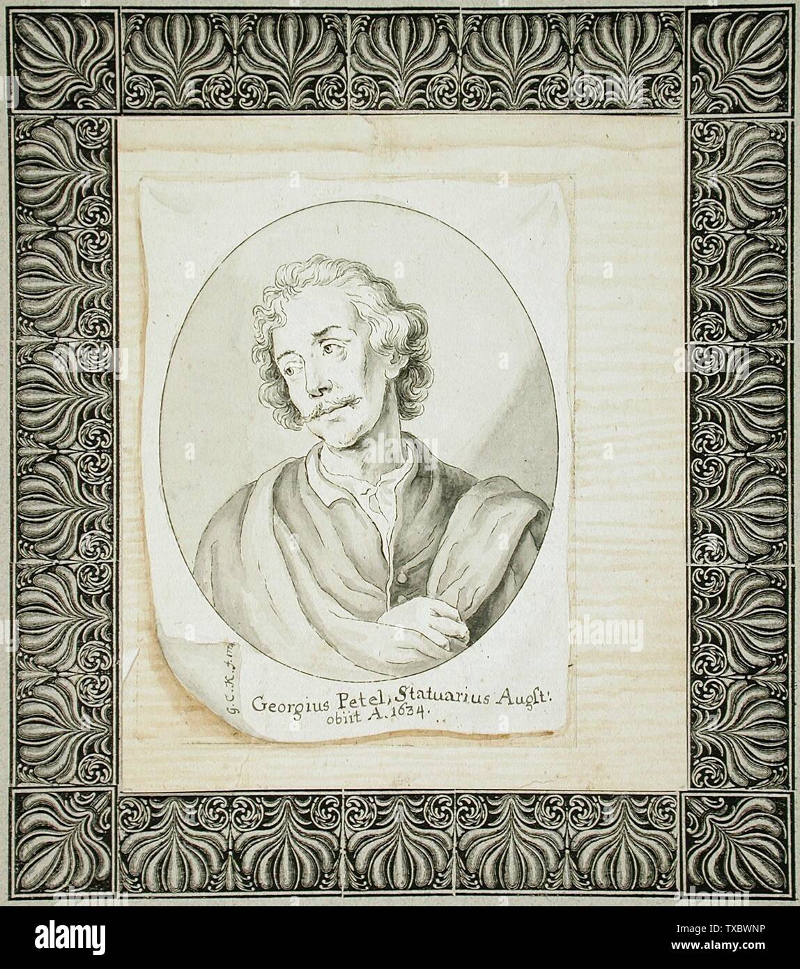 Portrait of George Petel;  Italy, 18th century Drawings Black ink and gray wash Gift of Mrs. Irene Salinger in memory of her father, Adolph Stern (54.70.3) Prints and Drawings; 18th century date QS:P571,+1750-00-00T00:00:00Z/7; Stock Photo