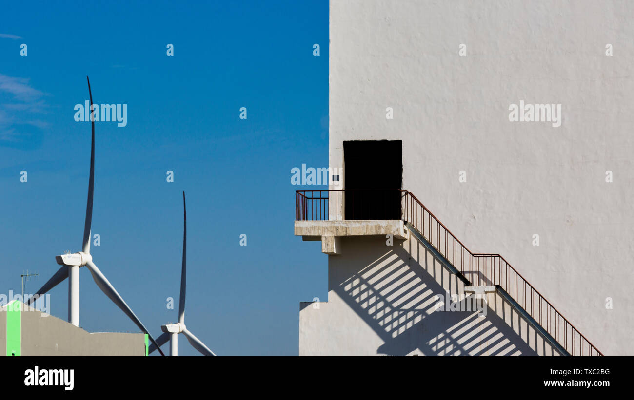 The picture of environmental protection elements such as wind turbines ...