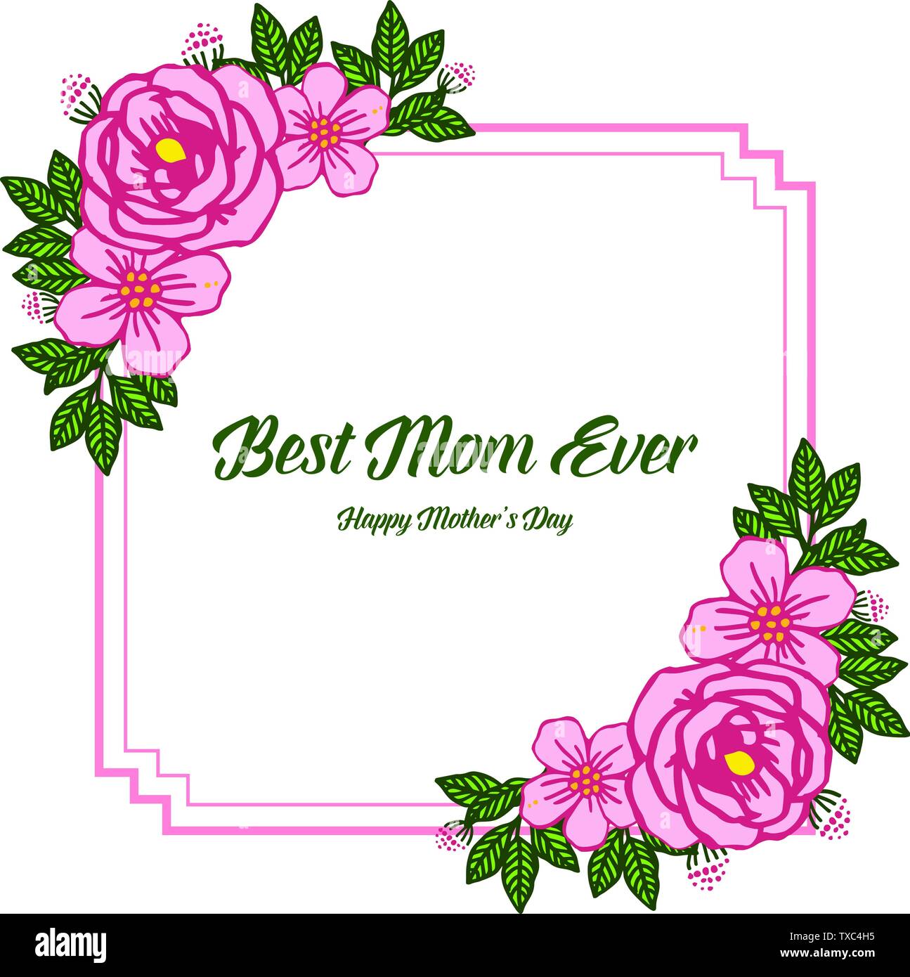 Vector Illustration Beautiful Pink Wreath Frame For Banner Of Best