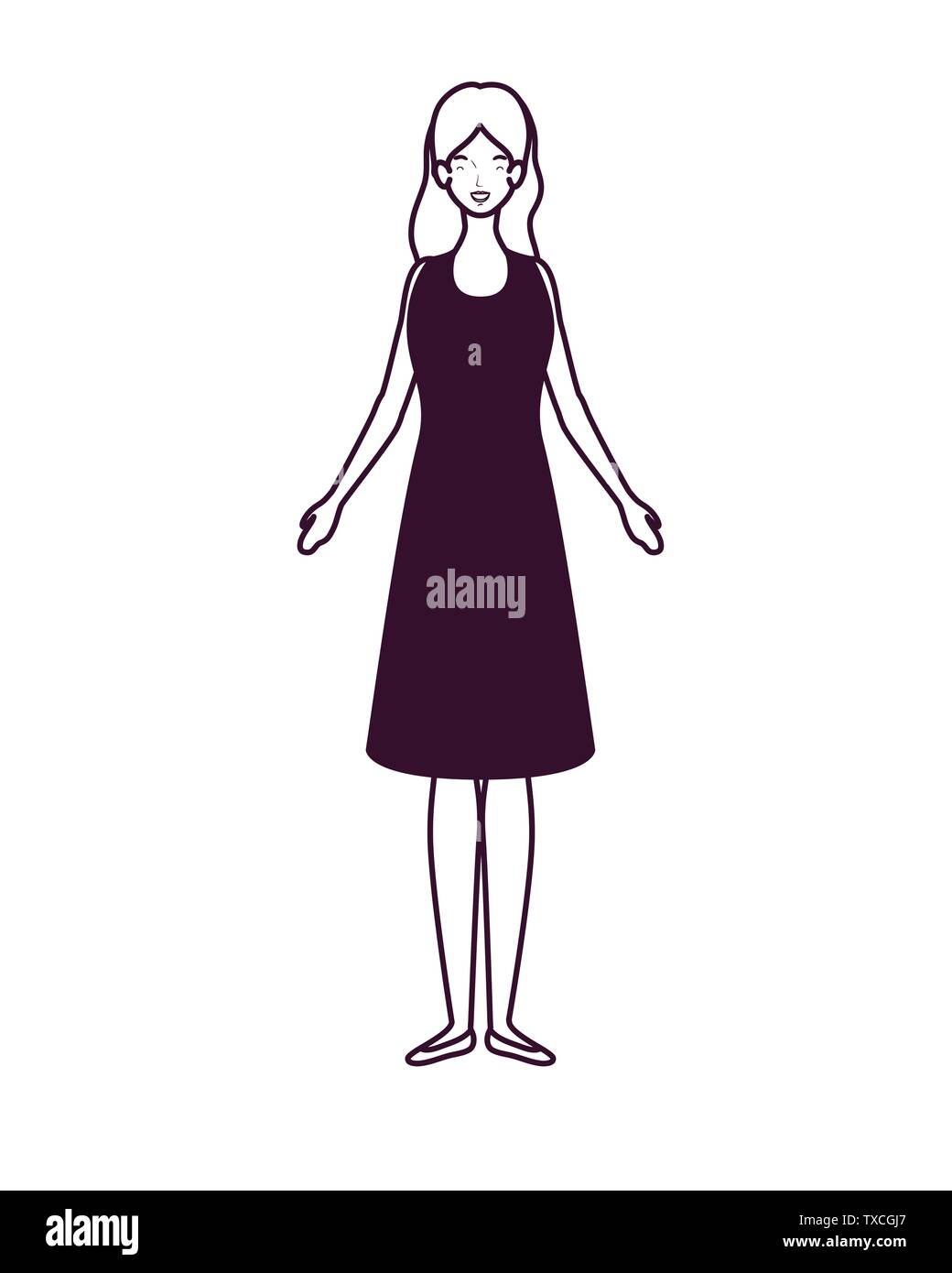 silhouette of woman standing on white background Stock Vector Image ...