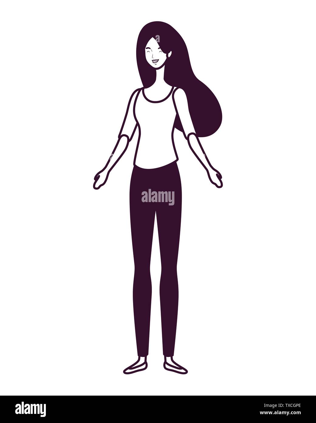 silhouette of woman standing on white background Stock Vector Image ...