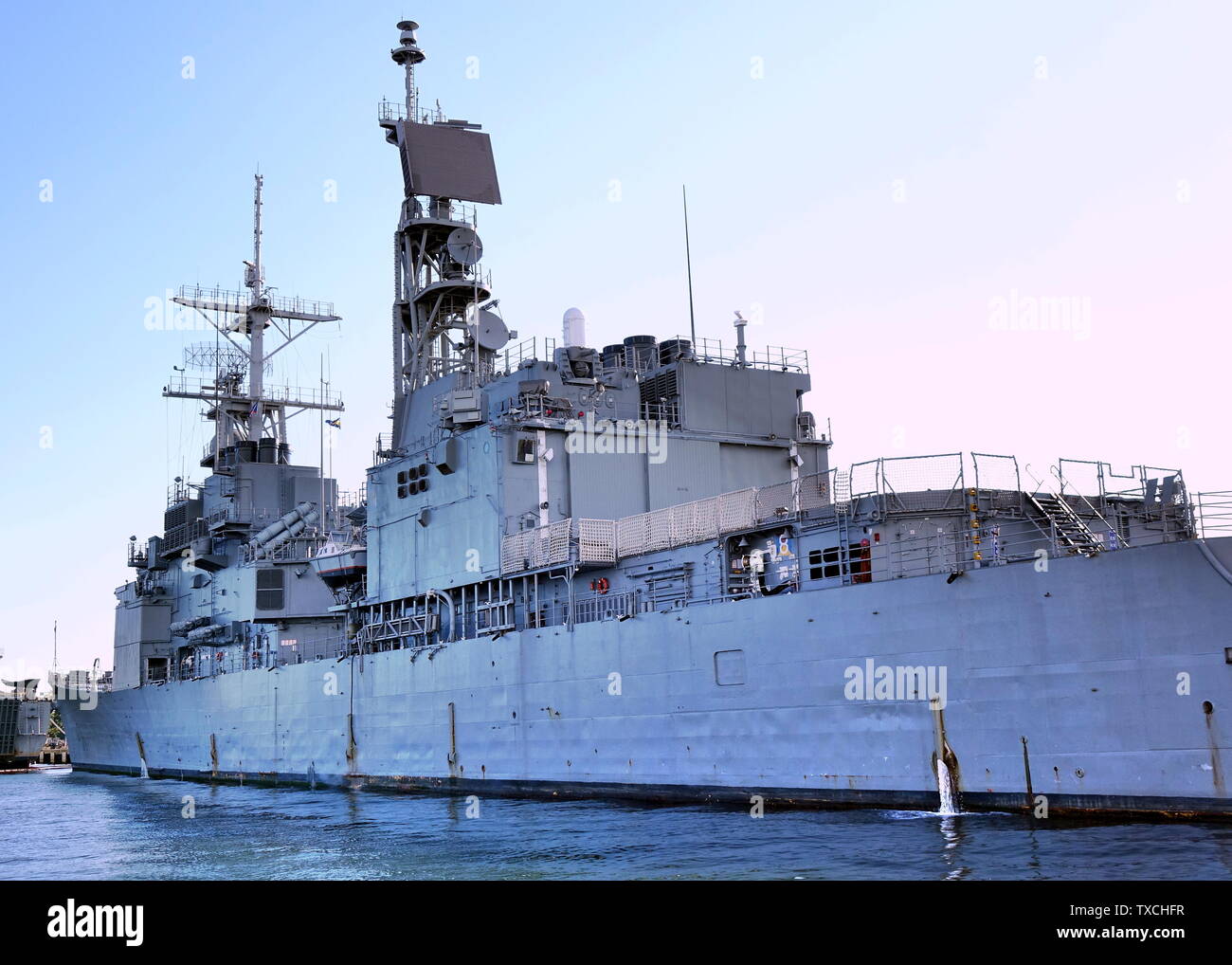 KAOHSIUNG, TAIWAN JUNE 2, 2019 A guided missile destroyer of the