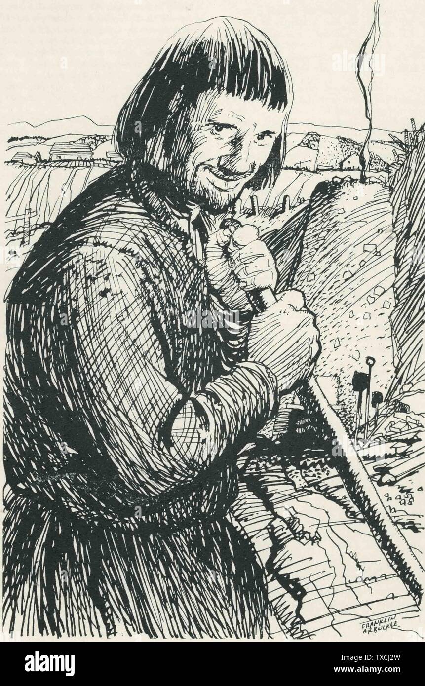 Artist's rendition of Robert de la Berge which appeared in volume 15 of Nos Ancetres written by Lebel & Saintonge.  It also appears in  the English translation called Our French-Canadian Ancestors by Thomas J. Laforest.  Is is unknown what reference the artist used to create the drawing.; Unknown dateUnknown date; http://www.philiplaberge.com/LaBergeInfo.htm; Jlabarge605 at English pedia; Stock Photo