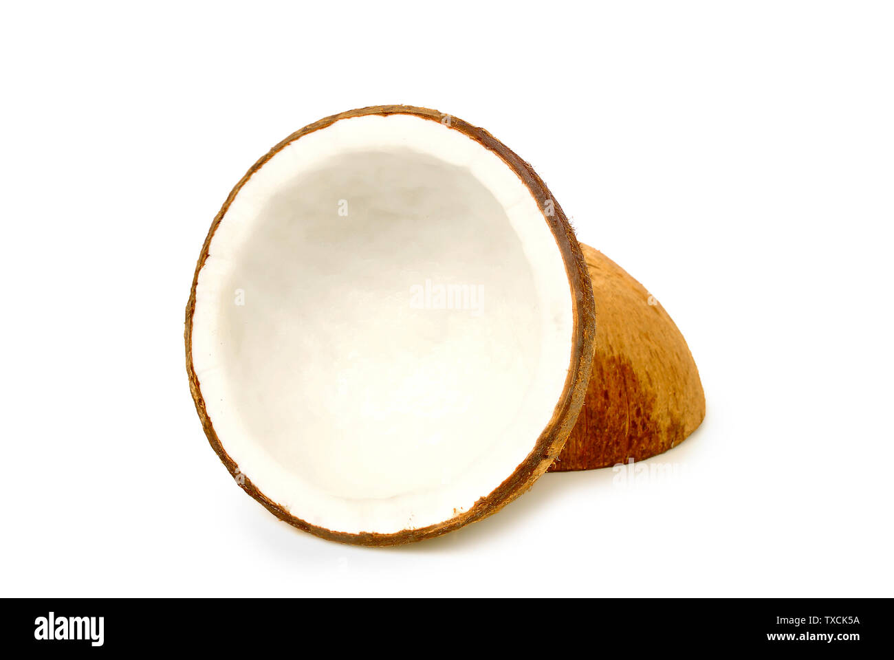 Dried coconut on white background.with clipping path. Stock Photo