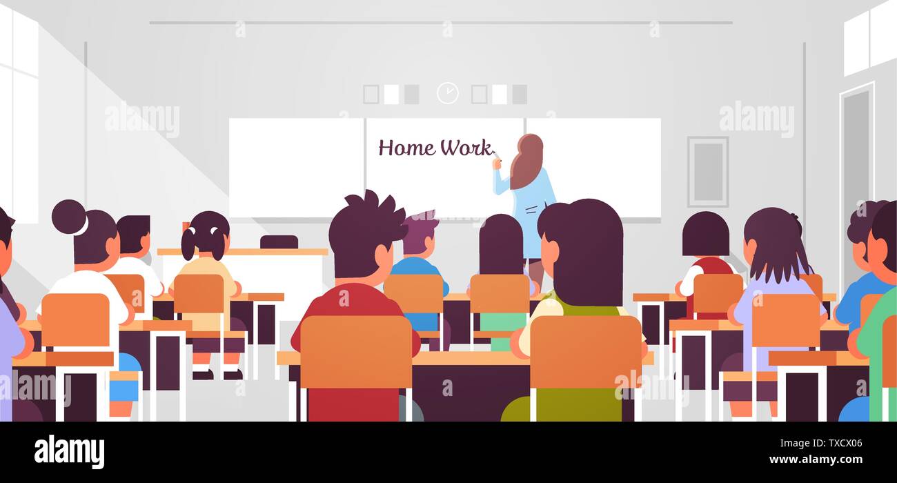 Female teacher pupils during lesson Stock Vector Images - Alamy